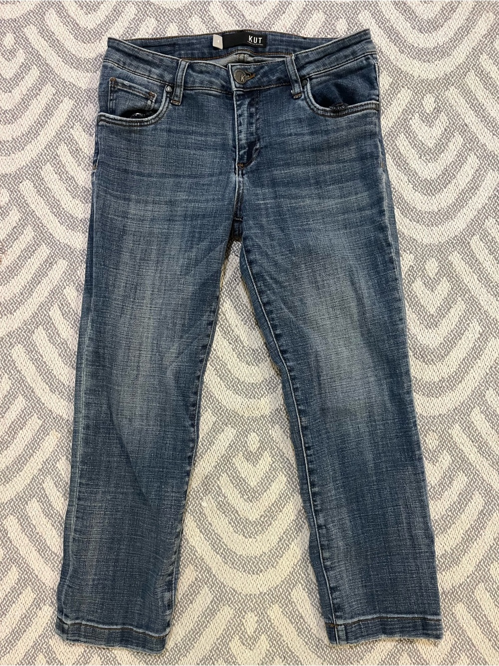 KUT FROM THE KLOTH Lauren Crop Straight Leg Blue Denim Jeans 4